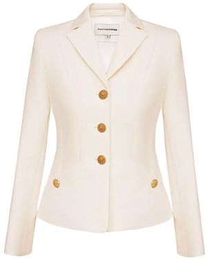 POST MERIDIEM Tone Buttoned Fitted Jacket - White