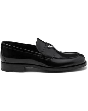 Prada Loafer Mit Logo-Schild - Schwarz