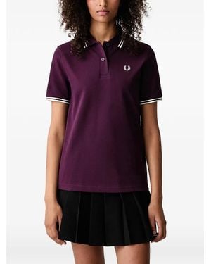 Fred Perry Poloshirt Mit Kontrasträndern - Lila