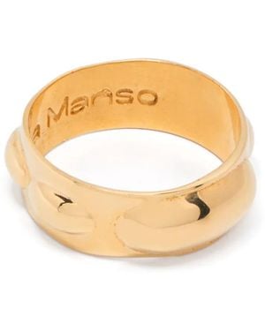 La Manso Ring Met Gegraveerd Logo - Metallic
