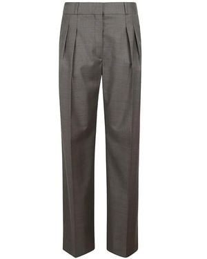 Loulou Sbiru Pleated Straight-leg Trousers - Grey