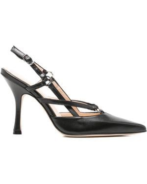 Anna F. Pointed-Toe Slingback Pumps - White