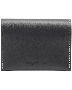 agnès b. Debossed Folded Leather Wallet - Grey