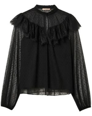 Twinset Lace-Trim Ruffled Blouse - Black