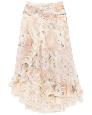 Zimmermann Rebellion Ruffled Midi Skirt - White
