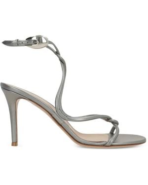 Gianvito Rossi Knotted-Buckle Heeled Sandals - Metallic