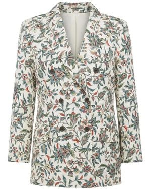Ibrigu Floral-Print Double-Breasted Blazer - White