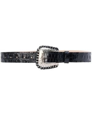 L'Agence Brisa Croc-Effect Belt - White