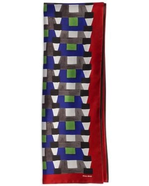 Miu Miu Printed Silk Scarf - Red