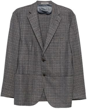 Corneliani Blazer Rena Droit À Carreaux - Grey