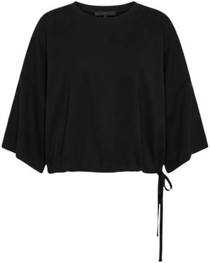 Seventy Cady Crepe Drawstring-Hem Blouse - Black