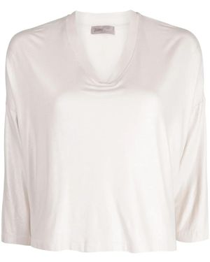 Herno Sweet Satin V-Neck T-Shirt - White