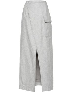 Remain Front-Slit Maxi Skirt - Grey