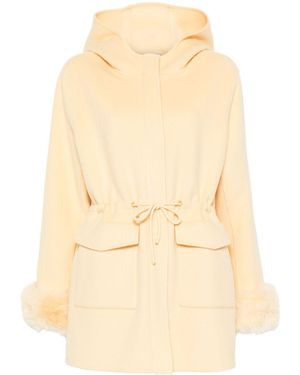 Max & Moi Wool-Blend Felted Faux-Fur Hood Coat - Natural