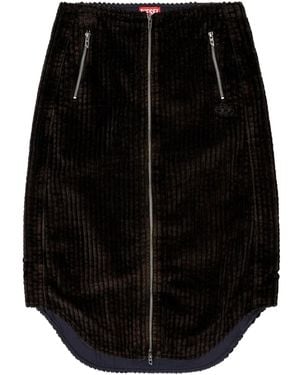 DIESEL Cotton Midi Skirt With Zipper - Black