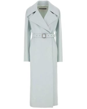 Jil Sander Mantel aus Kaschmir mit Gürtel - Blau