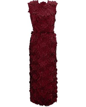 Erdem Rosette-Embellished Midi Dress - Red