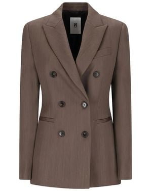 PT Torino Double-Breasted Wool Blazer - Brown