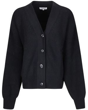 LA PISCINE Ribbed-Knit V-Neck Cardigan - Black