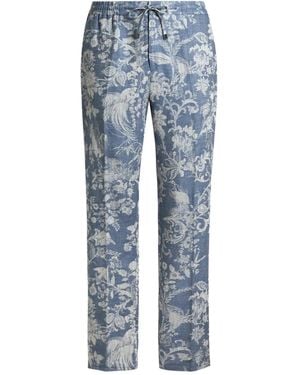 Etro Pantalon En Jacquard À Fleurs - Blue