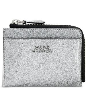 Marc Jacobs The Coated Glitter Zip Leather Wallet - Grey