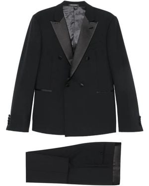 Emporio Armani Double-Breasted Peaked-Lapel Suit - Black
