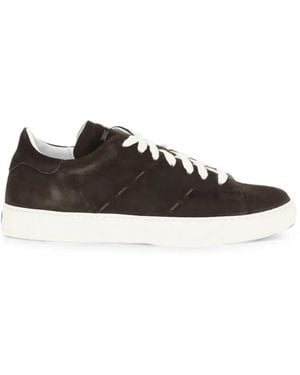 Kiton Suede Lace-Up Trainers - White