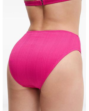 MICHAEL Michael Kors Ribbed-Knit Bikini Bottoms - Pink