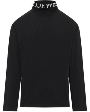 Loewe Logo-Print High-Neck Long-Sleeve T-Shirt - Black