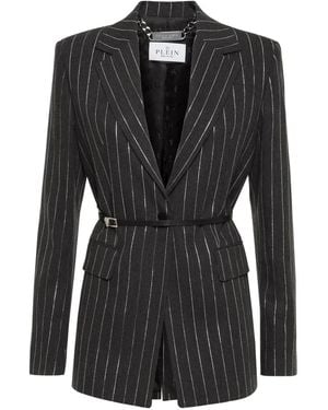 Philipp Plein Pinstriped Blazer - Black