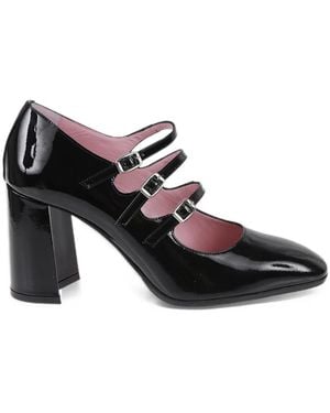 CAREL PARIS Keel Triple-Strap Patent-Leather Mary Jane Pumps - Black
