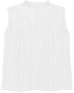 Pleats Please Issey Miyake Haut Plissé À Design Sans Manches - Blanc
