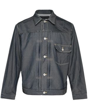 Comme des Garçons Pleated Cinch-Back Denim Jacket - Gray