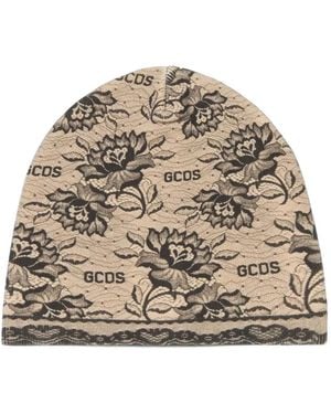 Gcds Gothic Floral-Print Beanie Hat - Natural
