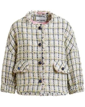 Essentiel Antwerp Frayed-Trim Button-Up Jacket - White