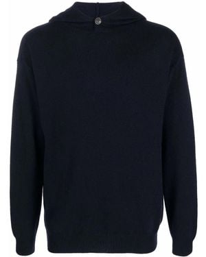 Malo Knitted Pullover Hoodie - Blue