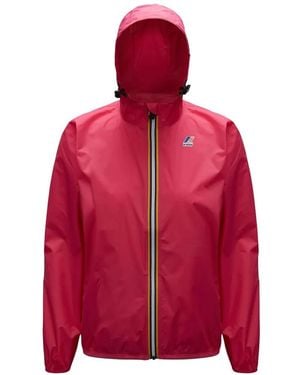 K-Way Le Vrai 3.0 Claudette Hooded Zip-Up Jacket - Red