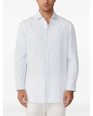 Hackett Striped-Pattern Tailored-Fit Shirt - White