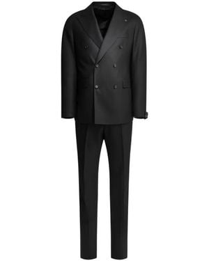 Tagliatore Double-Breasted Virgin Wool Suit - Black