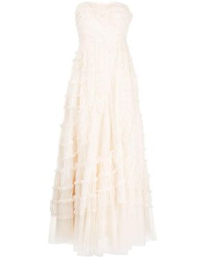 Needle & Thread Ruffled-Detail Sleeveless Dress - White