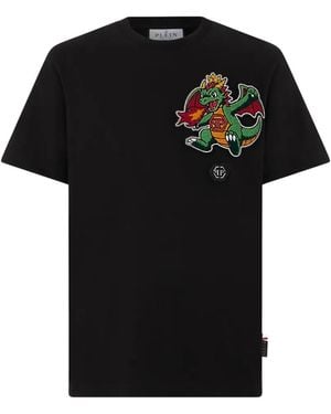 Philipp Plein Dragon-Detail Embellished T-Shirt - Black