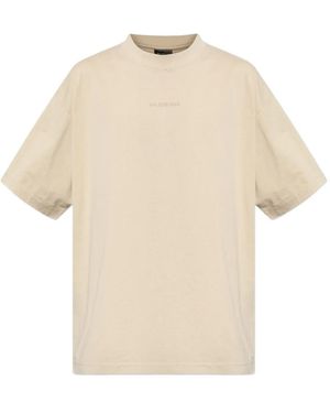 Balenciaga T-Shirt mit Logo-Stickerei - Natur