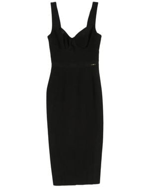 Elisabetta Franchi Sweetheart-Neck Panelled Midi Dress - Black