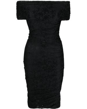 Philosophy Di Lorenzo Serafini Floral-Lace Off-Shoulder Midi Dress - Black