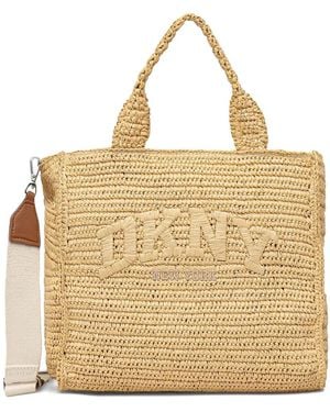 DKNY Logo-Embroidered Woven Tote Bag - Natural