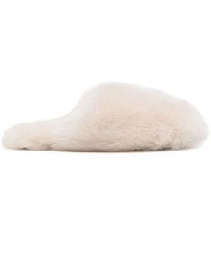 Yves Salomon Closed Toe Fur Slippers - Pink