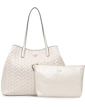 Guess Chevron-Quilted Tote Bag - Natural