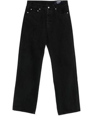 Jacquemus Logo-Embroidered Straight-Leg Jeans - Black
