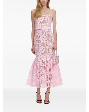 Self-Portrait Crochet Lace Dress - Pink