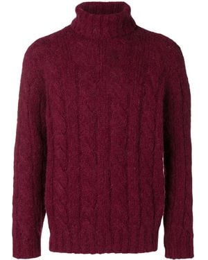 Brunello Cucinelli Pullover Mit Zopfstrickmuster - Rot